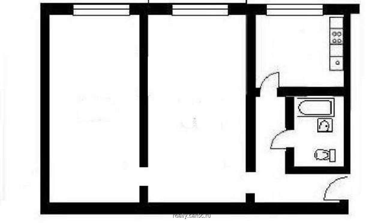 Схема двухкомнатной квартиры 43 кв.м