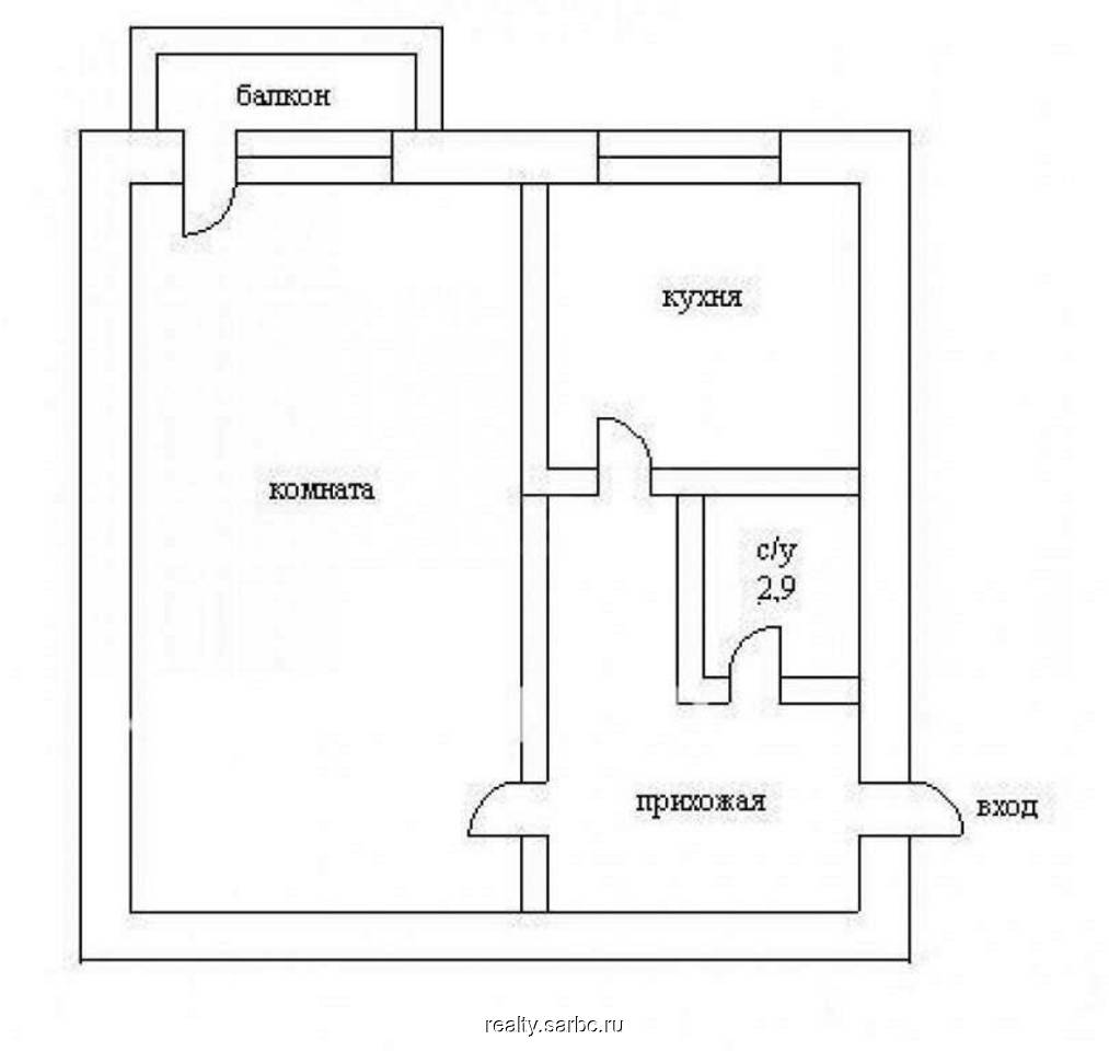План квартиры однокомнатная
