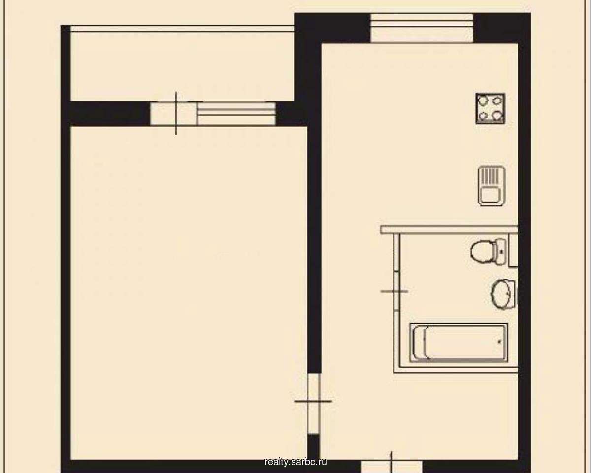 План однокомнатной квартиры в панельном доме 37 квадратных метров